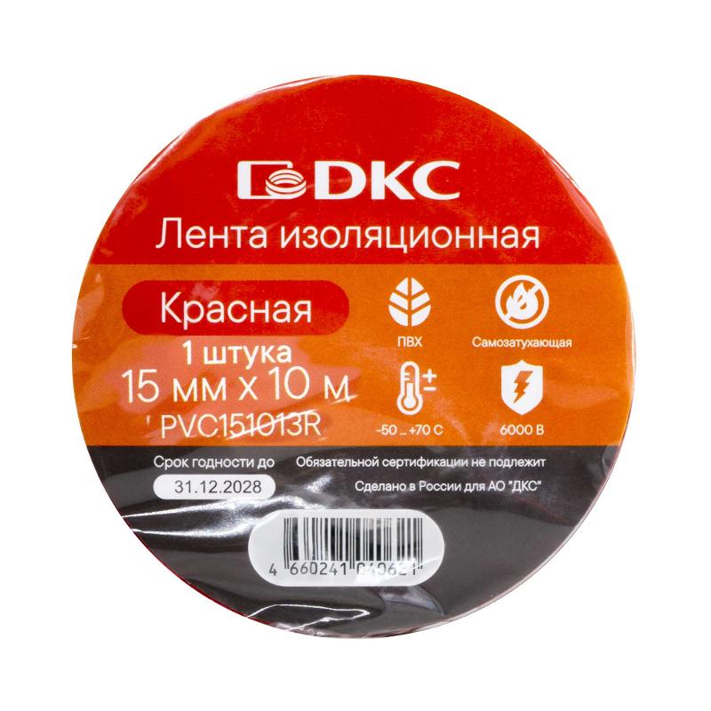 Лента изоляционная ПВХ 15x0,13 10м в рулоне Красная | PVC151013R | DKC — миниатюра 2
