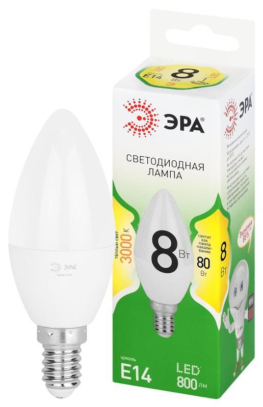 Лампа светодиодная  GREEN LINE LED B35-8W-830-E14 GL E14 8 Вт свеча теплый свет | Б0067133 | ЭРА — ЭРА (Энергия света)