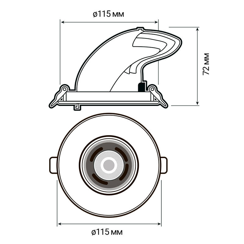 Светильник светодиодный встраиваемый downlight ДВО PLED DL4 18W 4000K 24° поворот White IP40 | .5021884 | Jazzway — миниатюра 6
