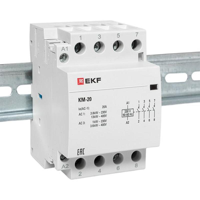 Контактор модульный КМ 20А 4NО (3 мод.) EKF PROxima | km-3-20-40 | EKF — миниатюра 4
