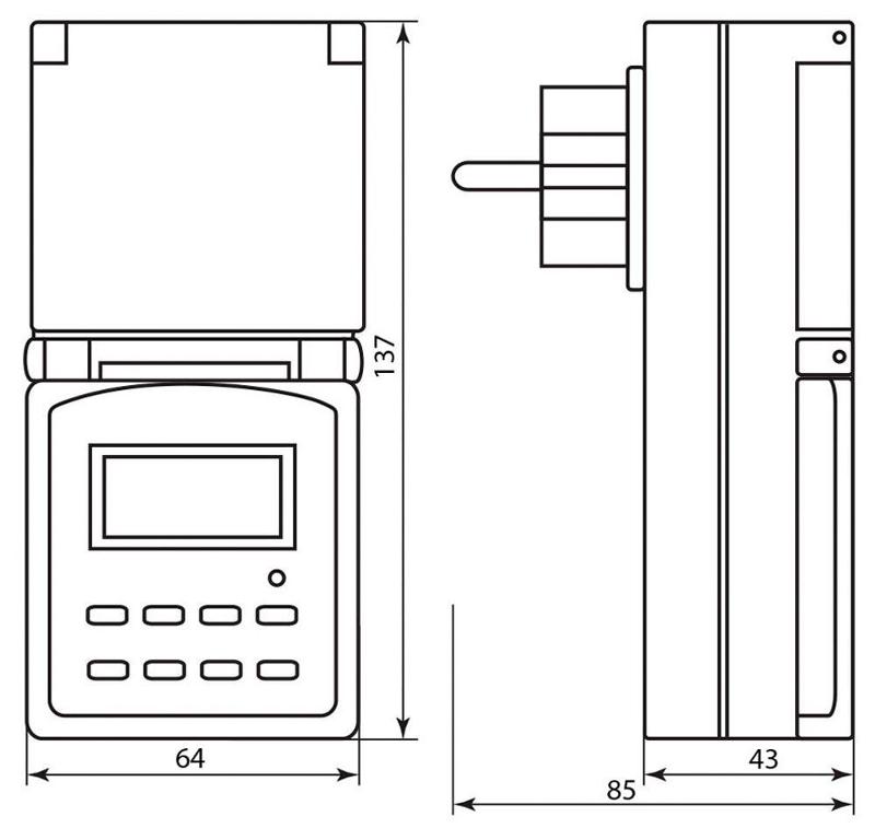 TM23 3500W/16A 230V розетка с таймером (недельная) в защитном корпусе IP44 | 23206 | FERON — миниатюра 4