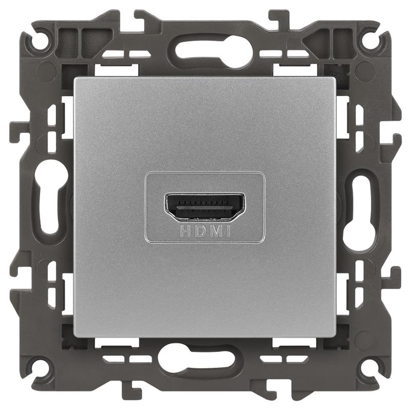 14-3114-03 Розетка HDMI, IP20, Эра Elegance, алюминий | Б0034334 | ЭРА — миниатюра 1