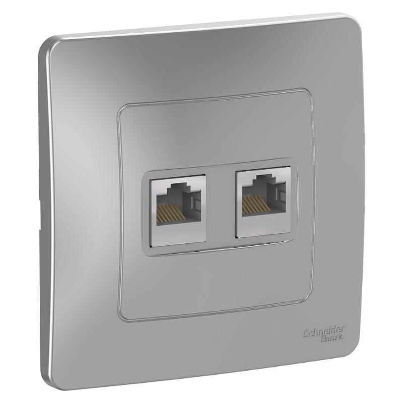 Blanca Алюминий С/У Розетка 2-ая компьютерная RJ45 | BLNIS045453 | SE — Systeme Electric