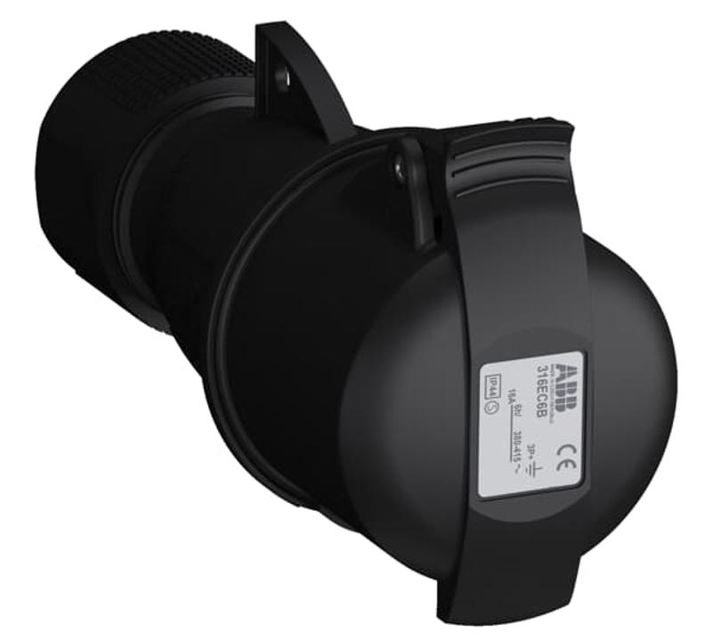 Розетка кабельная Easy&Safe 316EC6B,16А,3P+E,IP44,6ч,черн|2CMA103582R1000| ABB — ABB