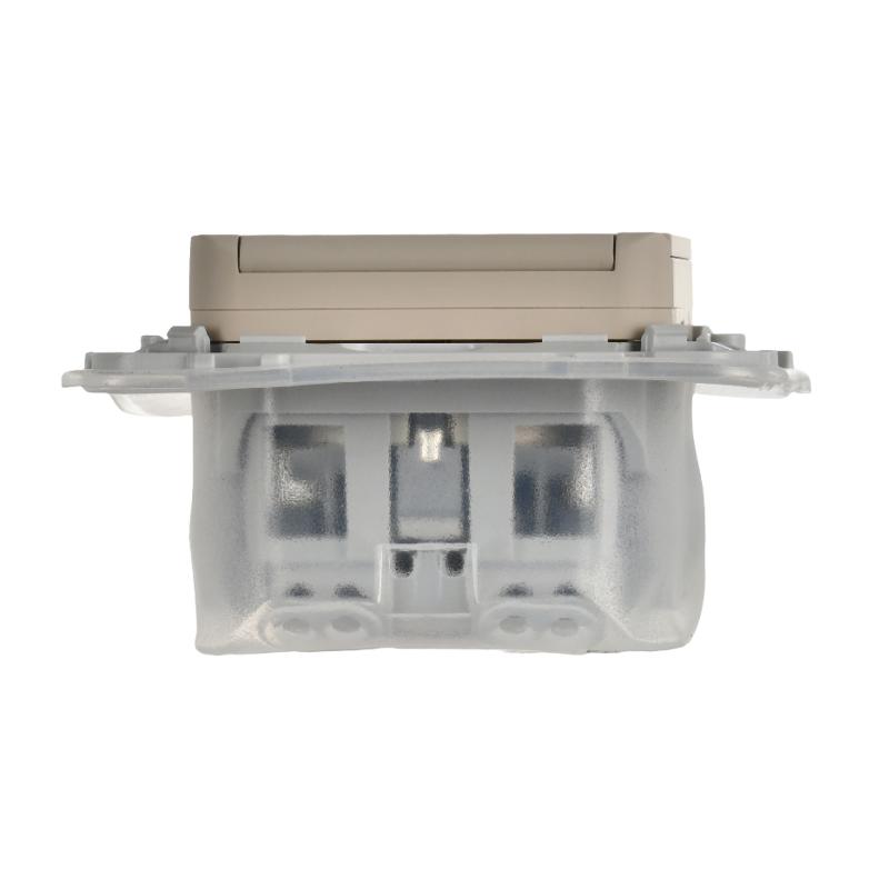 FLITE Розетка с заземлением со шторками с крышкой быстрозажимные клеммы 16А IP44 РСшкр11-1-44-ФлЛ льняной | FI-R16-16-1-44-K88 | IEK — миниатюра 4