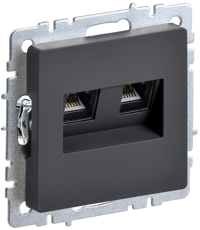 BRITE Розетка двойная RJ11+RJ45 кат.5E РК/Т12-БрГ графит  | BR-KT20-O-1-K53 | IEK — IEK (ИЭК)