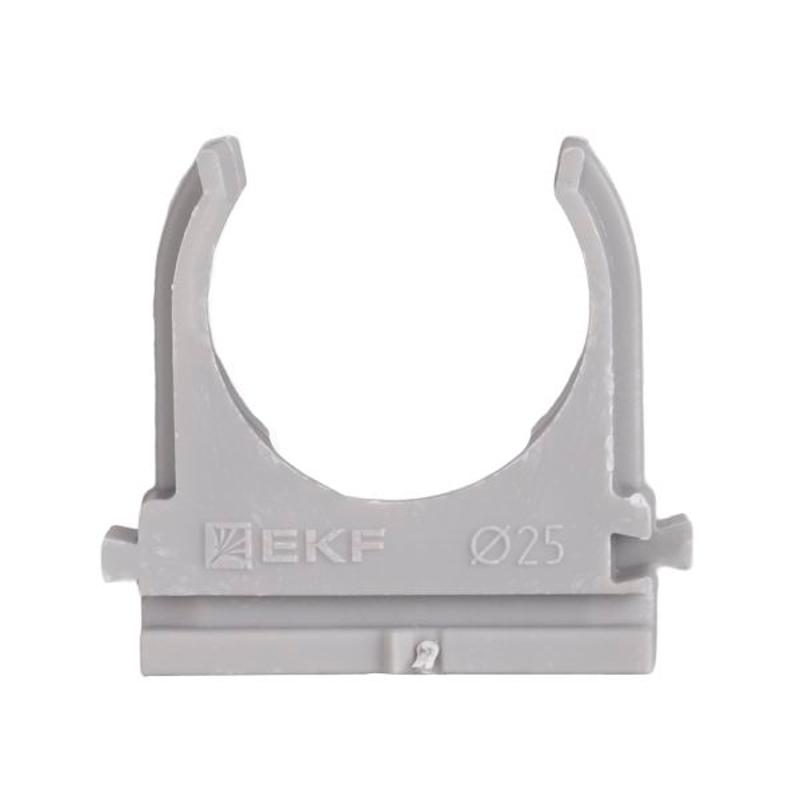 Крепеж-клипса для ручного монтажа d25 мм (100 шт) серая -Plast| derj-z-25sn | EKF — миниатюра 2