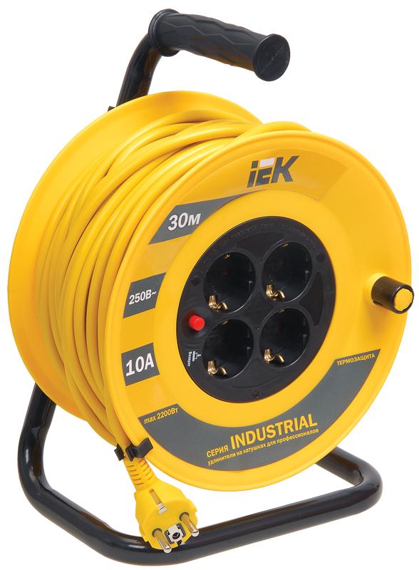 Удлинитель на катушке УК30 с т/з 4 места 2Р+PЕ/30м 3х1,0 мм2 "Industrial" | WKP14-10-04-30 | IEK — IEK (ИЭК)