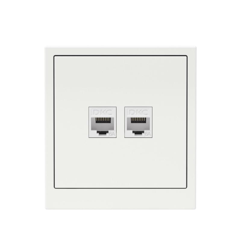 Компьютерная розетка RJ-45 без шторки, кат.6А двойная, KANT, белая магнолия | 7000674 | DKC — миниатюра 6