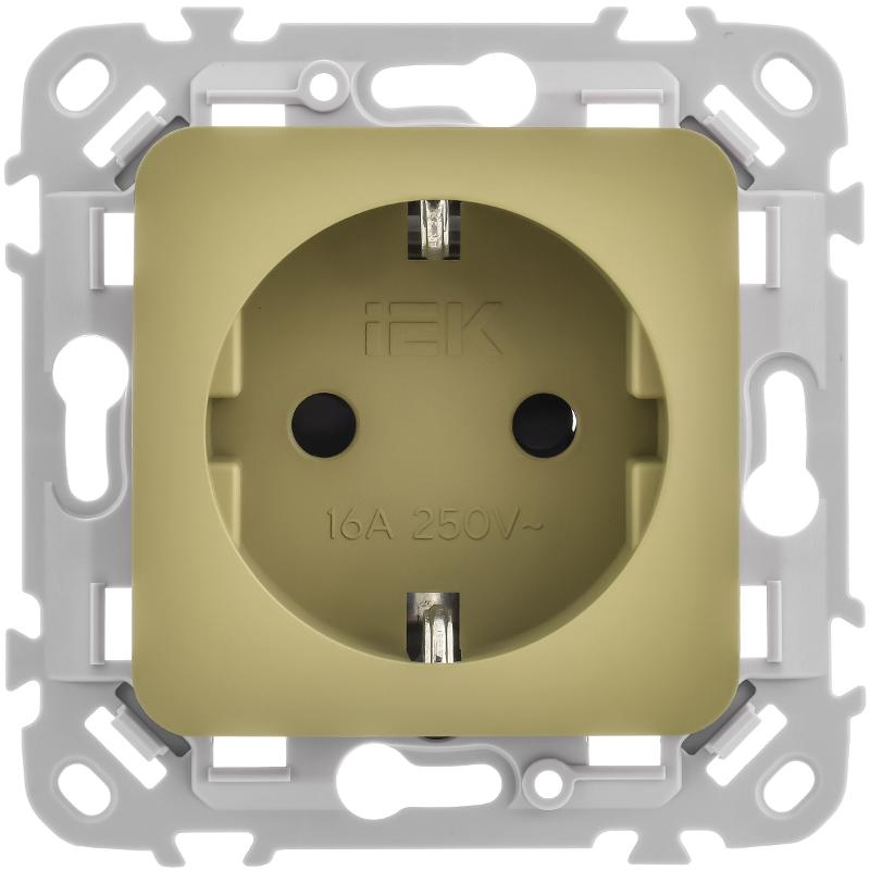 FLITE Розетка с заземлением со шторками быстрозажимные клеммы 16А РСш11-1-ФлО оливковый | FI-R14-16-1-K26 | IEK — миниатюра 6