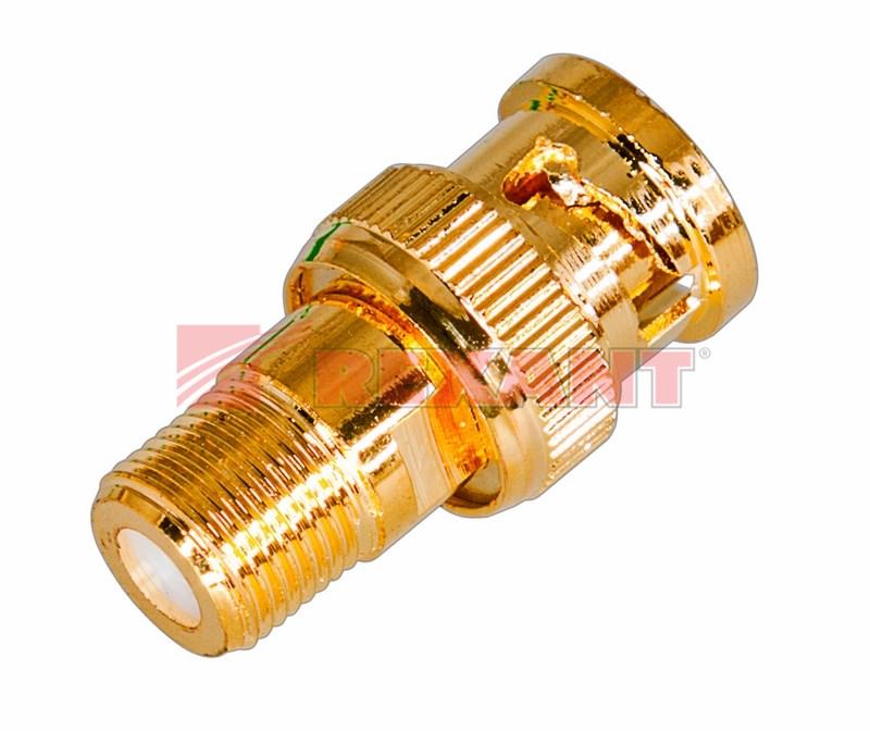 Переход гнездо F - штекер BNC GOLD | 05-3201-1 | REXANT — миниатюра 2