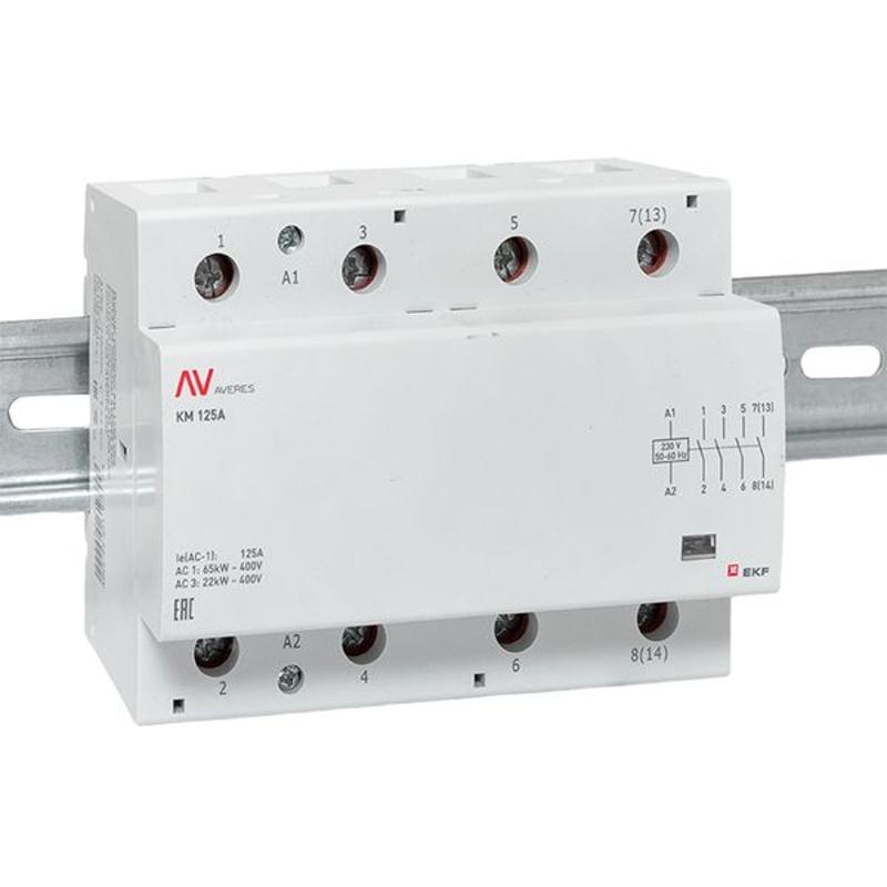 Контактор модульный КМ 125А 4NO 230VAC (6 мод.) AVERES | km-av-6-125-40-230V | EKF — миниатюра 2