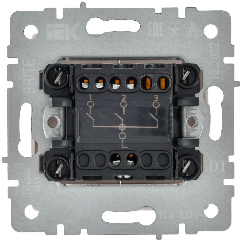 BRITE Выключатель 3-клавишный 10А ВС10-3-0-БрБ белый | BR-V30-0-10-K01-PRO | IEK — миниатюра 3