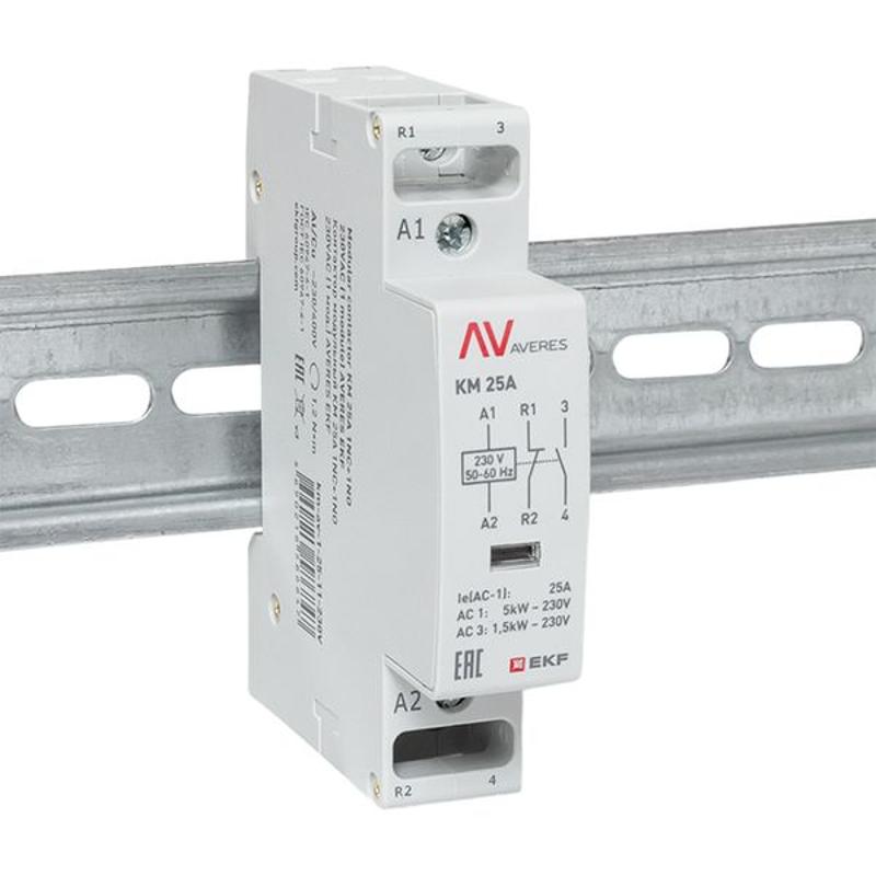 Контактор модульный КМ 25А 1NC+1NO 230VAC (1 мод.) AVERES | km-av-1-25-11-230V | EKF — миниатюра 2