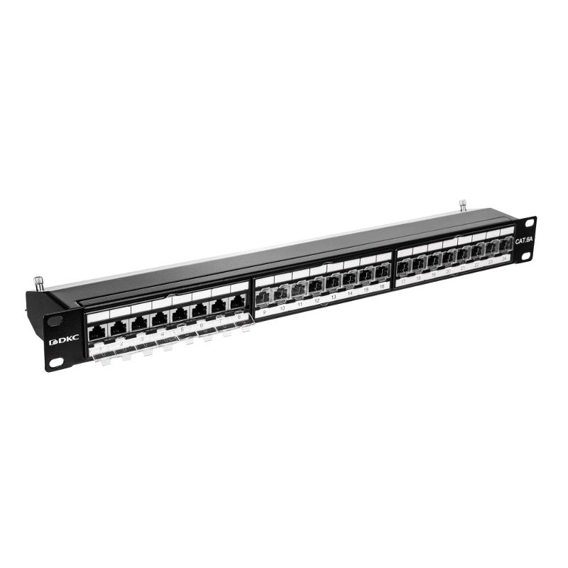 Патч-панель 19", 1U, CAT6A, 24 порта RJ45, экранированная | RN6APPF241 | DKC — DKC (ДКС)