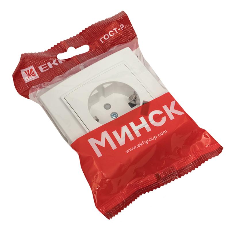 Розетка 1-местная СП с/з Минск 16А белая с защ. штор. с USB  EKF | ERR16-028-100-USB | EKF — миниатюра 6