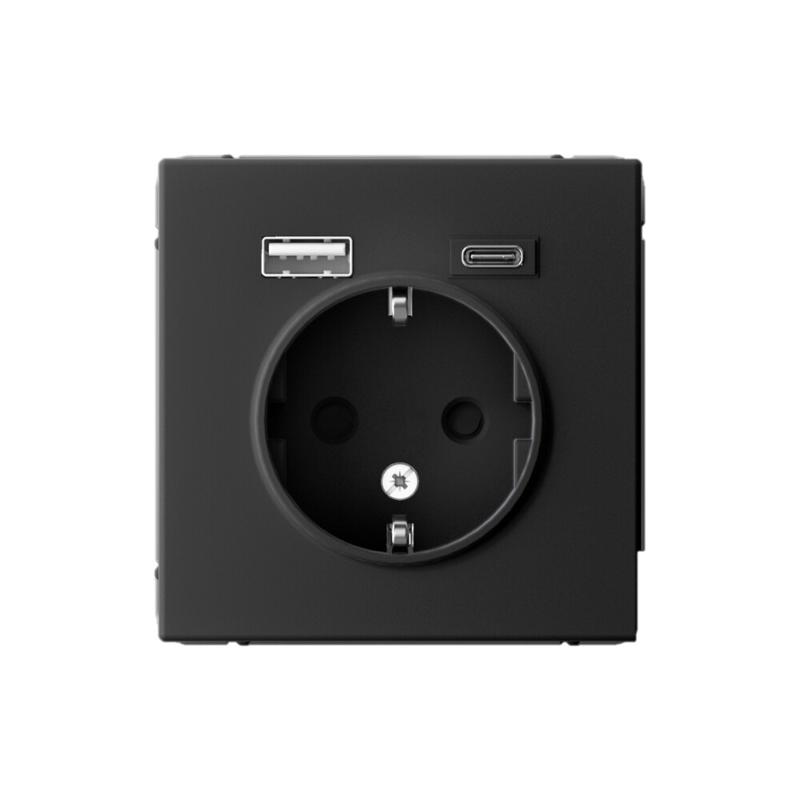 ArtGallery Карбон Розетка 16А с 2 USB A+C, 5В/2,4А/3,0А, 2х5В/1,5А, механизм | GAL001032 | SE — Systeme Electric