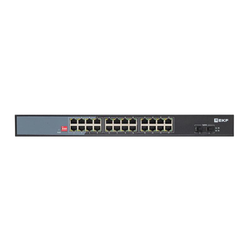 Промышленный неуправляемый коммутатор U-2GX/SFP-24GTP-R, 2 порта 1000Base-X SFP, 24 порта 10/100/1000Base-T(X) RJ45 c PoE, монтаж в 19" стойку TSX |TS — миниатюра 2