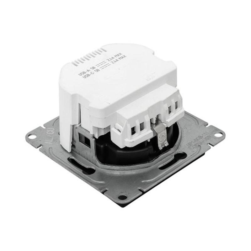 Механизм розетки с USB-A+С - 2шт, 16А, с заземлением, со шторками, чёрный Эпика EKF | UP1-SOB-111-USBA+USBC | EKF — миниатюра 12