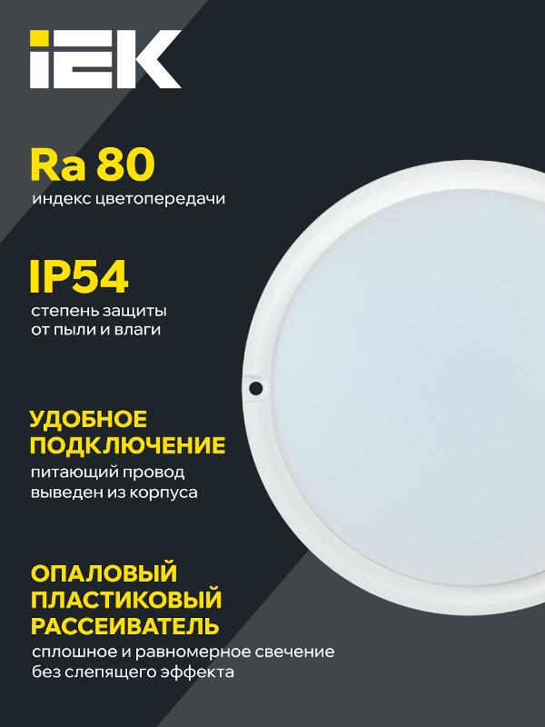 Светильник светодиодный пылевлагозащищенный для ЖКХ светодиодный ДПО 4001 8Вт 4000К IP54 круг белый пластик опал — миниатюра 4