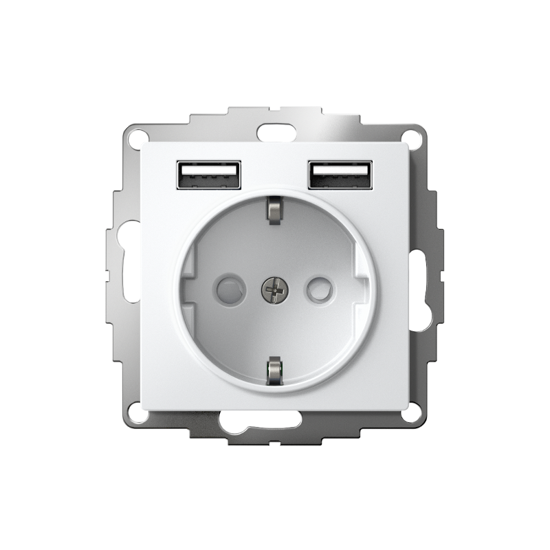 AtlasDesign Белый Розетка 16А с 2 USB A+A, 5В/2,4А, 2х5В/1,2А, механизм | ATN000130 | SE — миниатюра 8