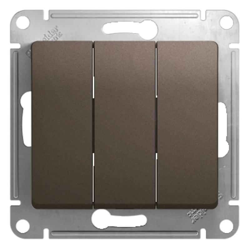 Glossa Шоколад Выключатель 3-клавишный сх.3, 10AX | GSL000831 | SE — Systeme Electric