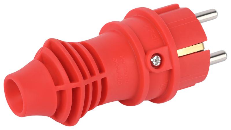 Вилка ЭРА VX13-R-IP44 каучуковая c заземлением 16А IP44 прямая красная | Б0069322 | ЭРА — миниатюра 3
