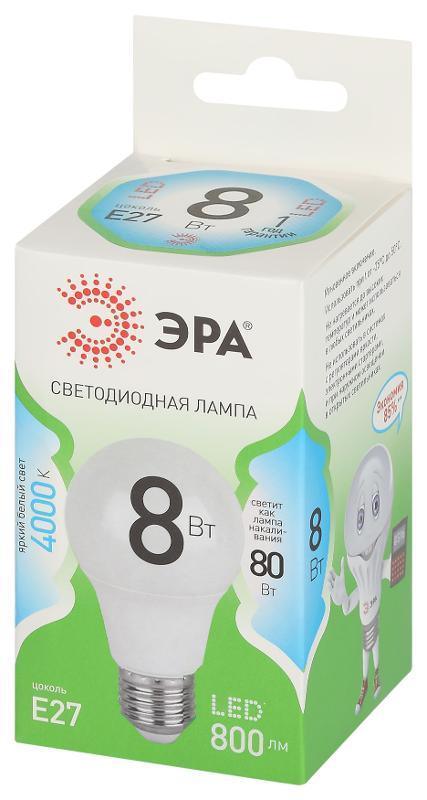 Лампа светодиодная  GREEN LINE LED A60-8W-840-E27 GL E27 8 Вт груша яркий белый свет | Б0067139 | ЭРА — миниатюра 5