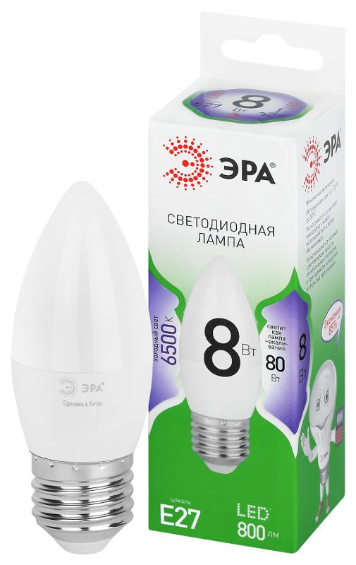 Лампа светодиодная  GREEN LINE LED B35-8W-865-E27 GL E27 8 Вт свеча холодный свет | Б0067136 | ЭРА — ЭРА (Энергия света)