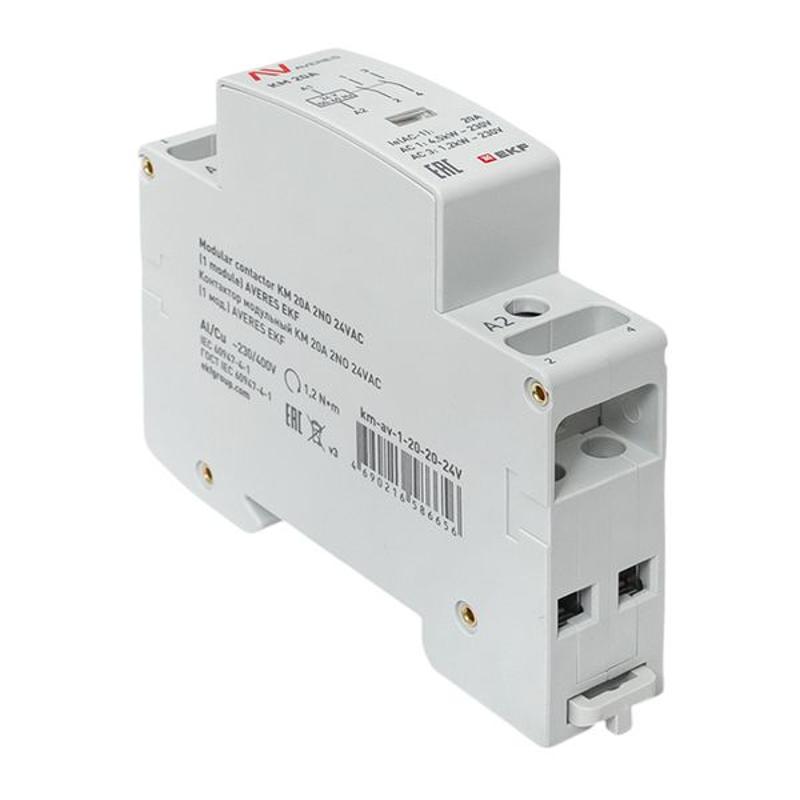 Контактор модульный КМ 20А 2NО 24VAC (1 мод.) AVERES | km-av-1-20-20-24V | EKF — миниатюра 9