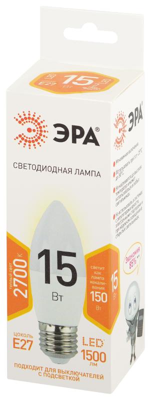 Лампа светодиодная  STD LED B35-15W-827-E27 15т свеча теплый белый свет Е27 | Б0066809 | ЭРА — миниатюра 2
