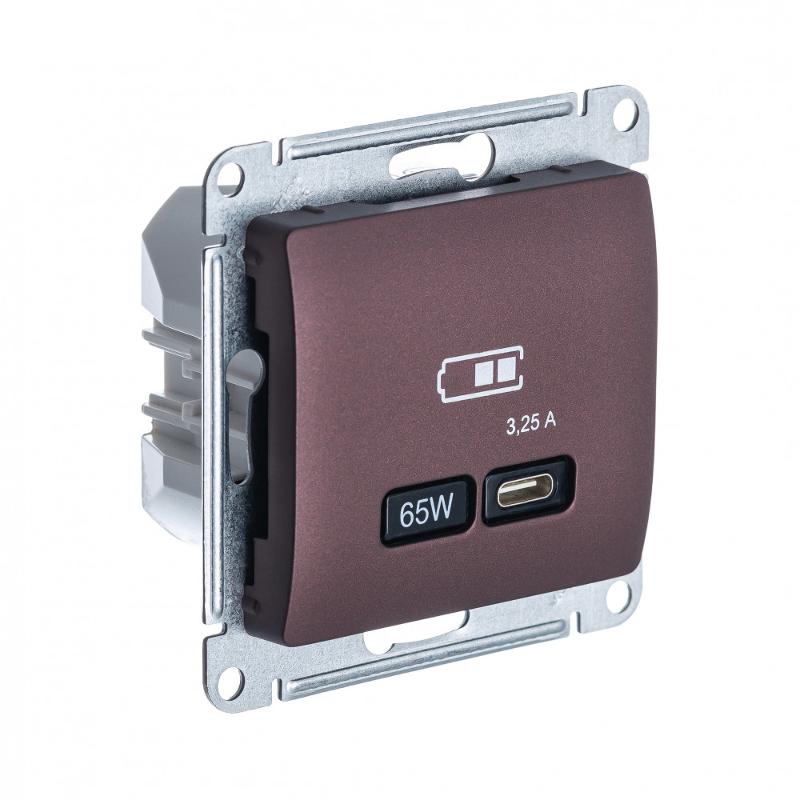 Glossa Баклажановый USB Розетка тип-C 65W высокоскор.заряд. QC PD | GSL001127 | SE — Systeme Electric