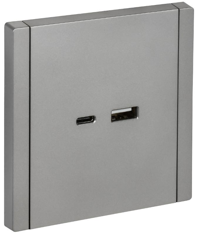 FORTE&PIANO Розетка USB A+C 18Вт FP551 сталь | FP-U22-018-K46 | IEK — IEK (ИЭК)