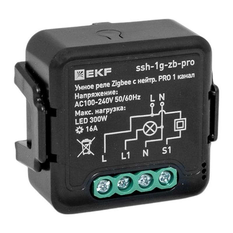 Умное реле в подрозетник 1-канальное с нейтралью 16А Zigbee EKF Connect Select PRO | ssh-1g-zb-pro | EKF — EKF