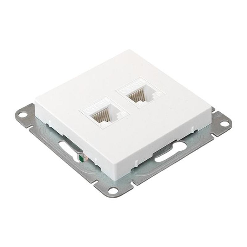 Механизм розетки RJ45 - 2шт, (cat5), белый Эпика EKF | UP1-SOW-2RJ45-5 | EKF — миниатюра 2