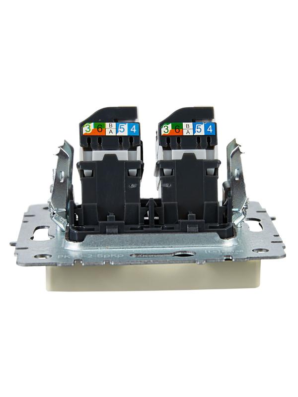 BRITE Розетка компьютерная 2-ая RJ45 кат.5E РК10-2-БрКр бежевый  | BR-K20-1-K10 | IEK — миниатюра 5