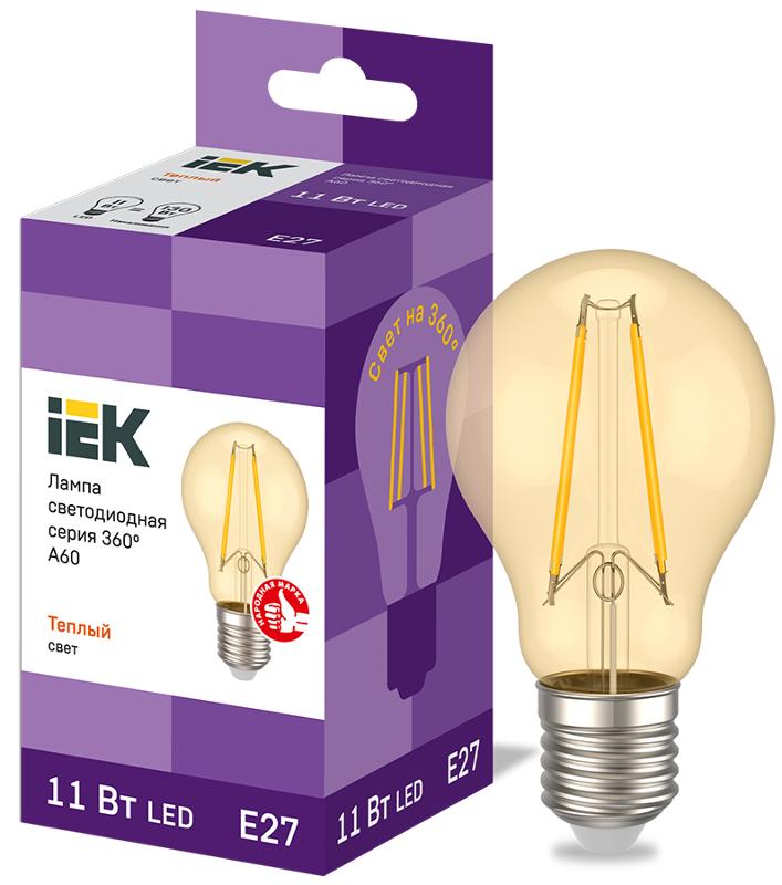Лампа светодиодная LED A60 груша золото 11Вт 230В 2700К E27 серия 360° | LLF-A60-11-230-30-E27-CLG | IEK — IEK (ИЭК)