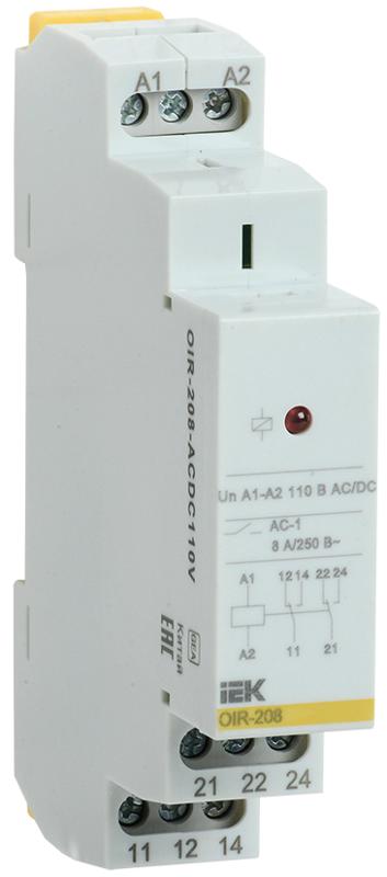Промежут. реле.OIR 2 конт (8А). 110 В AC/DC | OIR-208-ACDC110V | IEK — фото 1 | Sento
