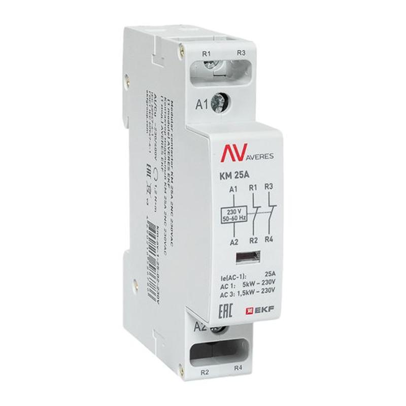 Контактор модульный КМ 25А 2NC 230VAC (1 мод.) AVERES | km-av-1-25-02-230V | EKF — EKF