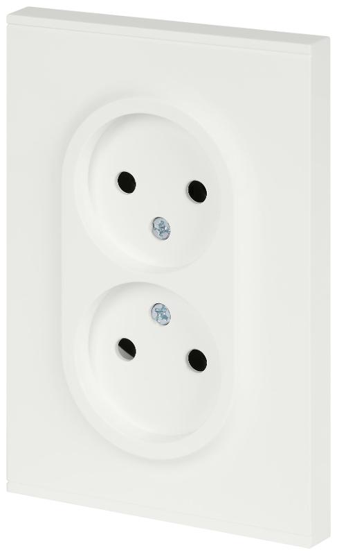Розетка Galaxy 15-2107-08 без заземления двойная 2X2P 16А-250В IP20 белый матовый | Б0071704 | ЭРА — миниатюра 3