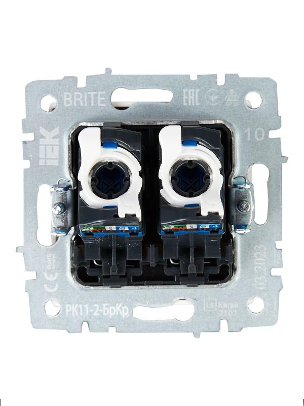 BRITE Розетка компьютерная 2-ая RJ45 кат.6 РК11-2-БрКр бежевый | BR-K20-2-K10 | IEK — миниатюра 4