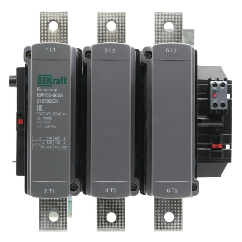 Контактор 800А 220В_АС АС3_ АС4 1НО+1НЗ КМ-102 | 21958DEK | DEKraft — миниатюра 2