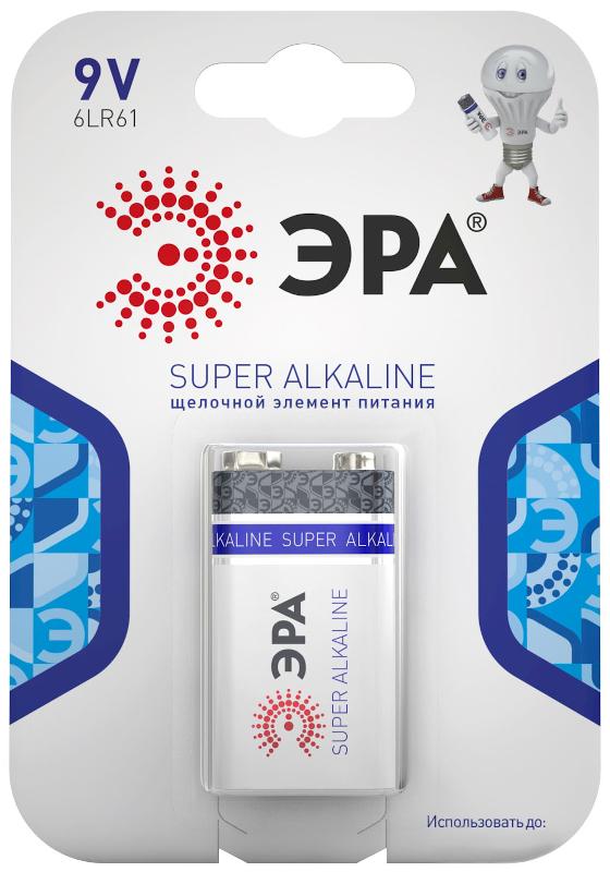Батарейка щелочная (алкалиновая)  6LR61-1BL (12/96/6144) (Крона)  | C0038445 | ЭРА — ЭРА (Энергия света)