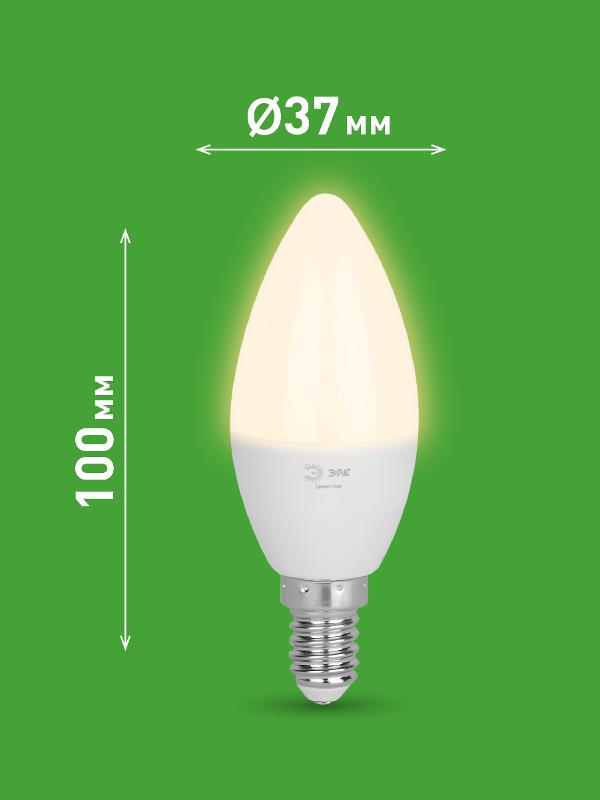 Лампа светодиодная  GREEN LINE LED B35-12W-830-E14 GL E14 12 Вт свеча теплый свет | Б0067089 | ЭРА — миниатюра 2