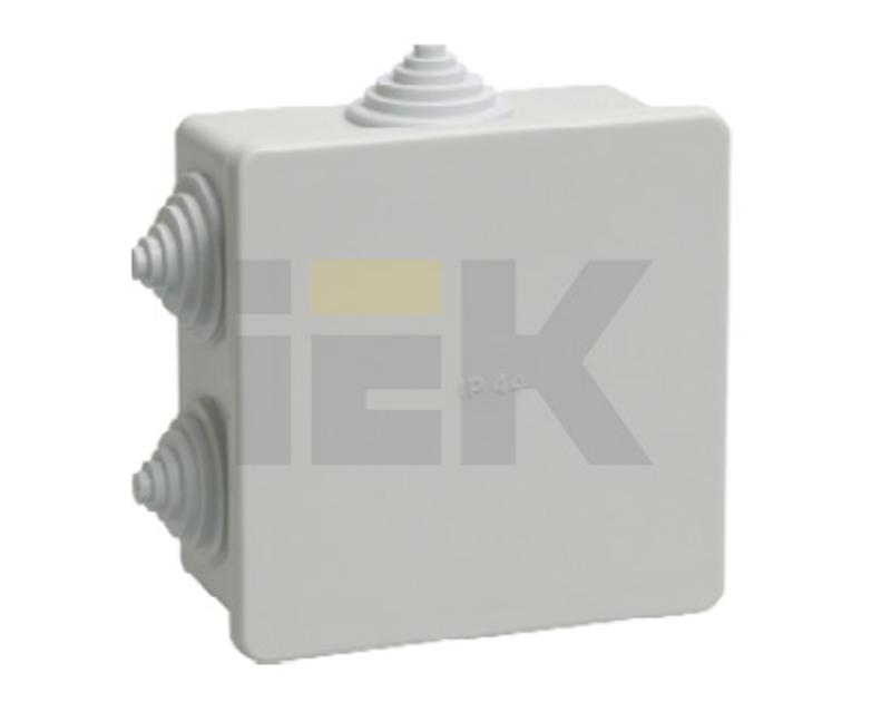 Коробка распределительная КМ41235 для о/п 85х85х40 мм IP44 (RAL7035, 6 гермовводов) | UKO11-085-085-040-K41-44 | IEK — миниатюра 2