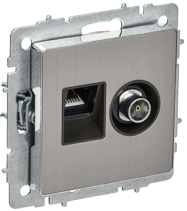 BRITE Роз. двойная TV+RJ45 кат.5E РТВ/РК12-БрГН мет х/н  | BR-AK20-1-M-K23 | ИЭК — IEK (ИЭК)
