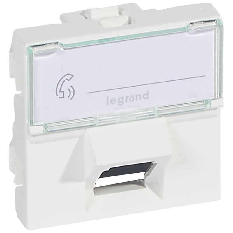 Розетка RJ 45 - Программа Mosaic - категория 6 - FTP 45° - 2 модуля - белый - LCS² | 076505 | Legrand — Legrand