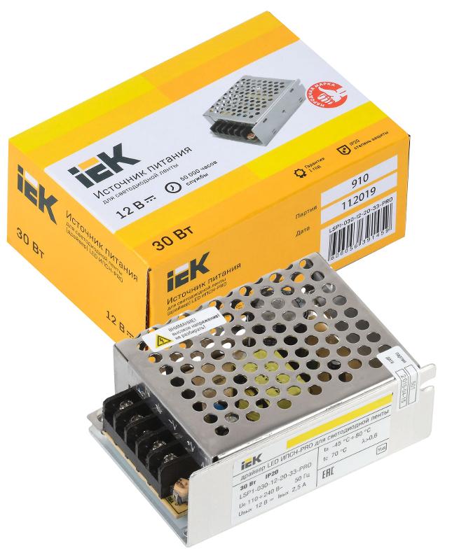 Драйвер для светодиодных лент LED ИПСН-PRO 30Вт 12В IP20 блок-клеммы | LSP1-030-12-20-33-PRO | IEK — миниатюра 3