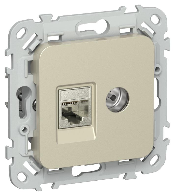 FLITE Розетка 2-ая RJ45/TV кат.6 STP РКТВ6-2-1-ФлШ шампань | FI-AK21-2-K37 | IEK — IEK (ИЭК)