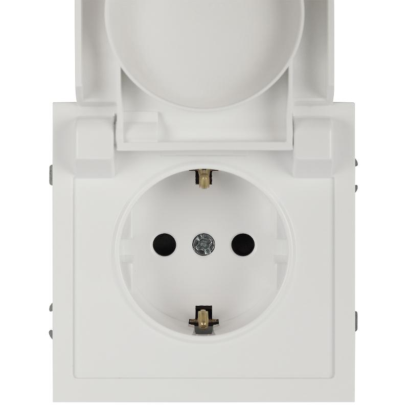 Розетка Galaxy 15-2103-01 c заземлением 2P+E Schuko со шторками с крышкой 16А-250В IP20 белый | Б0070659 | ЭРА — миниатюра 2